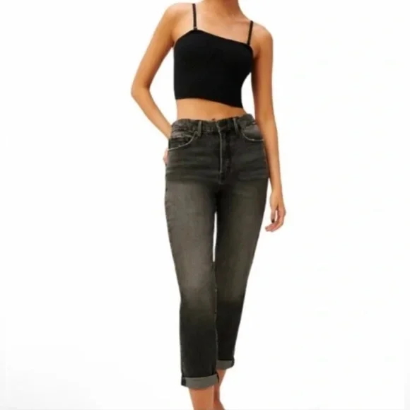 Good American Good Girlfriend High Waist Straight Leg Jeans In Black217 Sz 10/30 - Picture 3 of 12